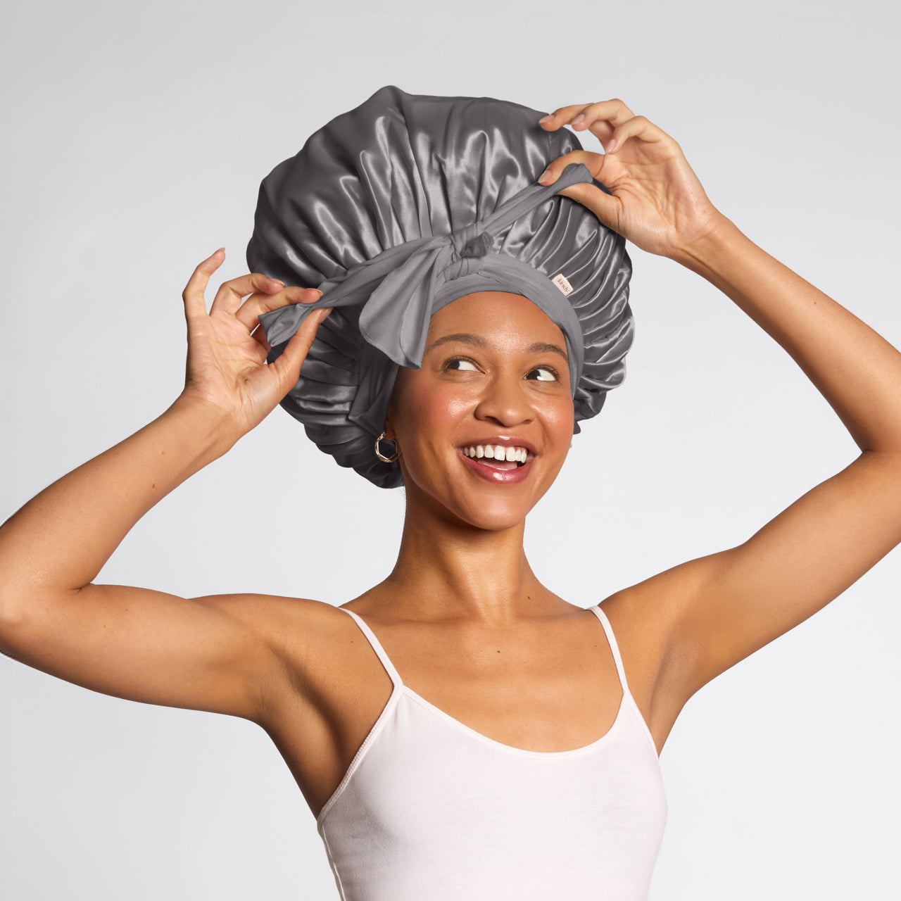 Kitsch Oversized Satin Bonnet (Charcoal) - Image 3