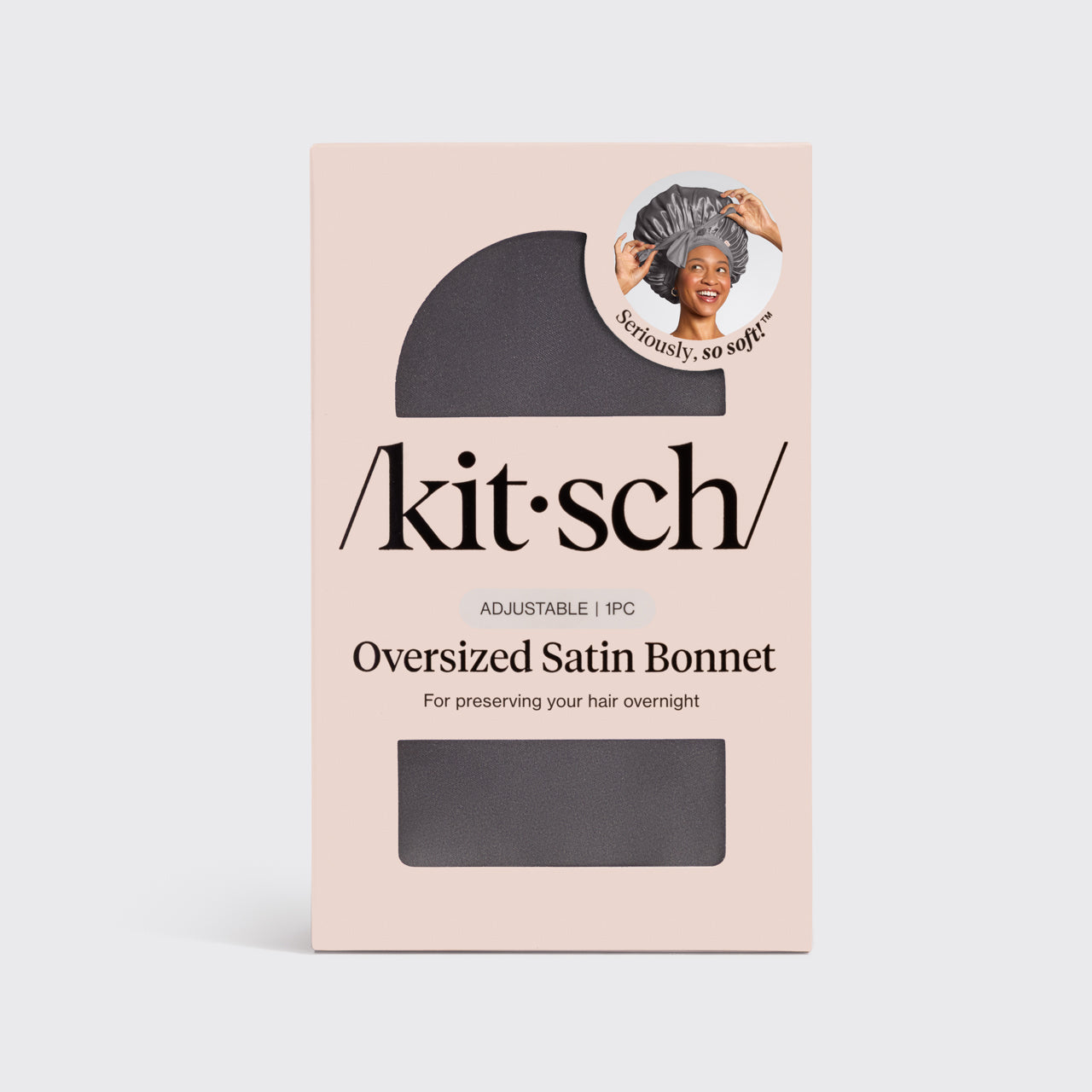 Kitsch Oversized Satin Bonnet (Charcoal) - Image 4